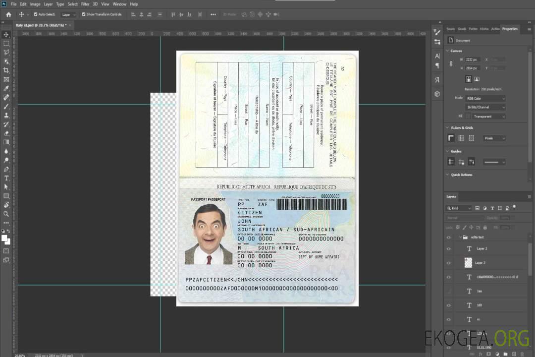 Passeport sud-africain (1996-2009) template